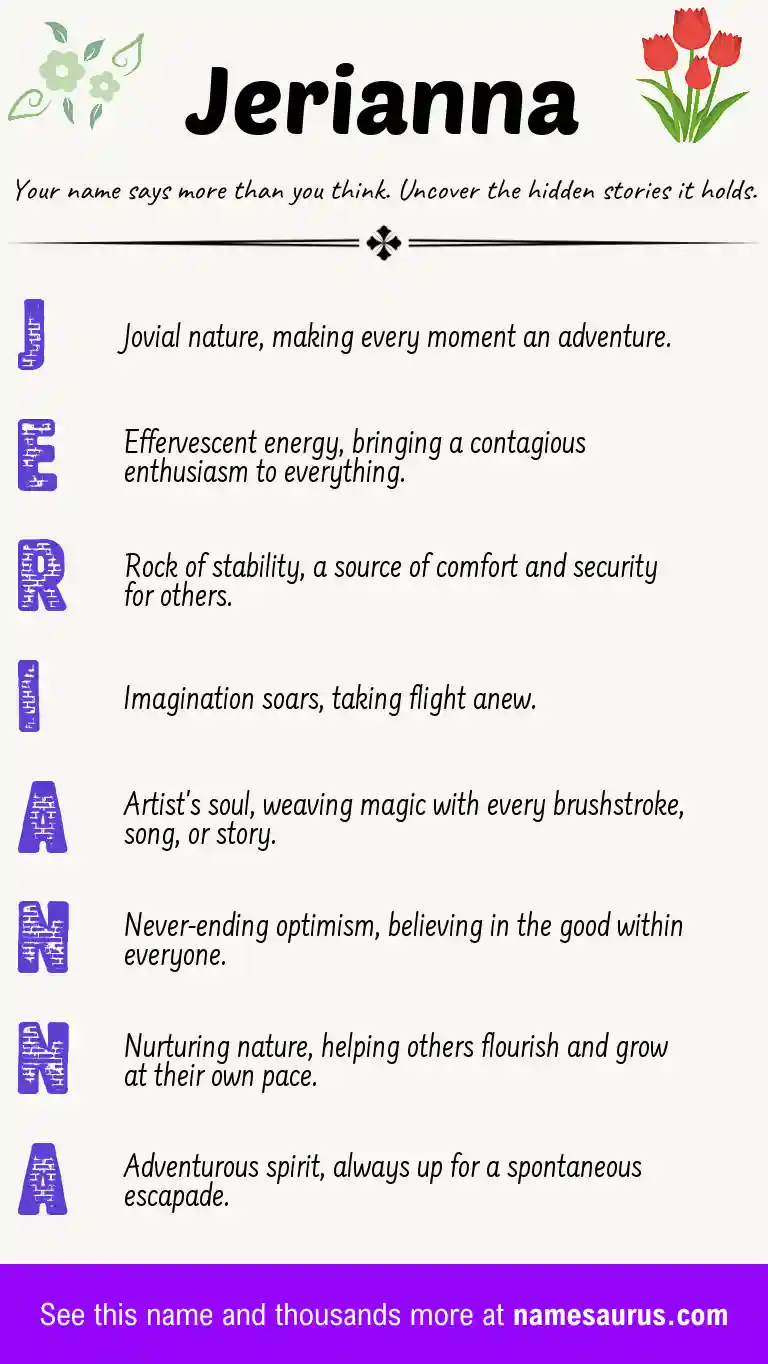 Acrostic poem about Jerianna.