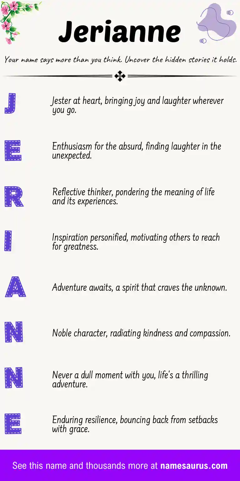 Acrostic poem about Jerianne.