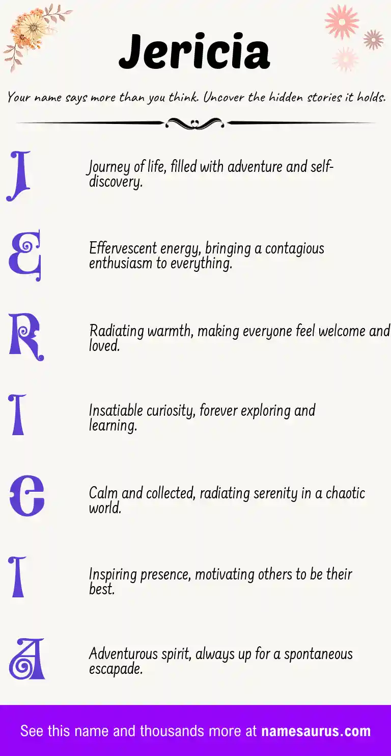 Acrostic poem about Jericia.