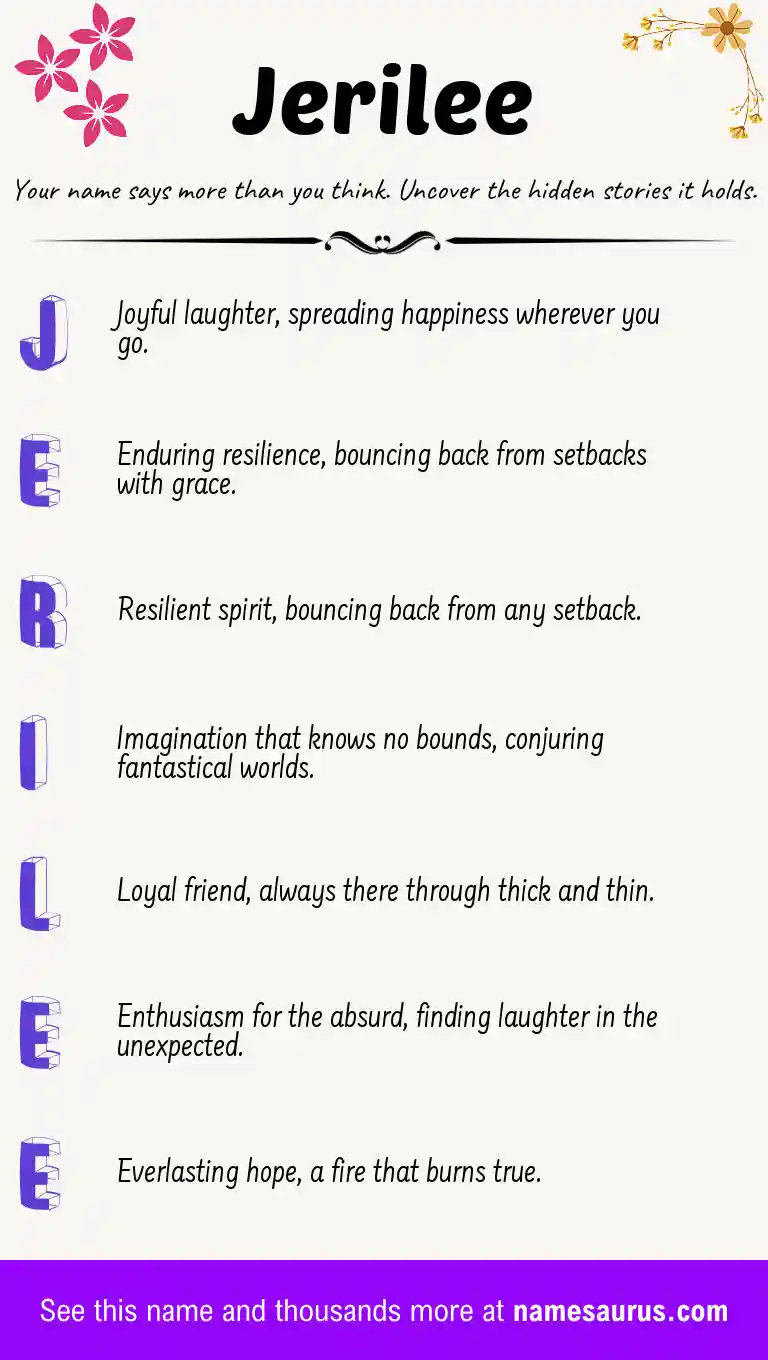 Acrostic poem about Jerilee.