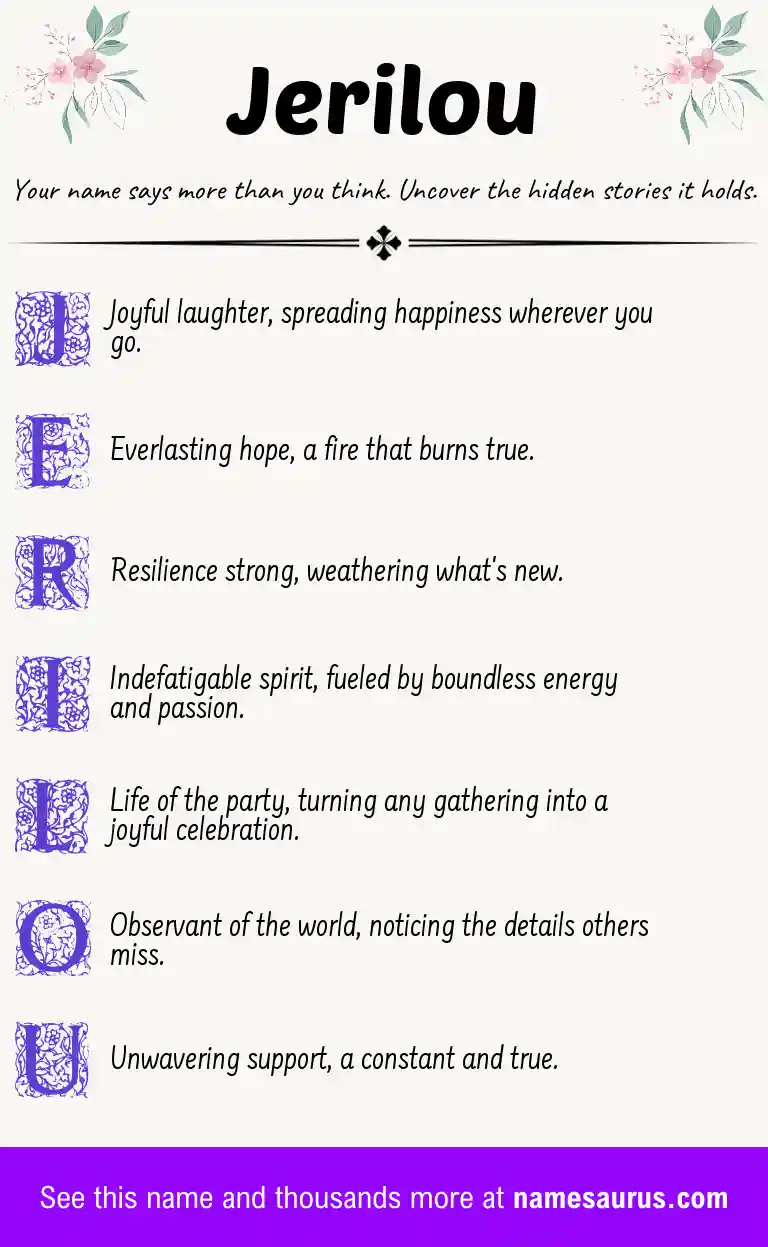 Acrostic poem about Jerilou.