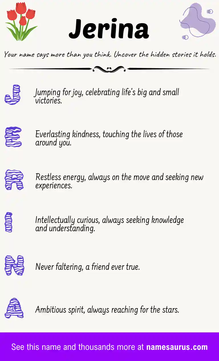Acrostic poem about Jerina.