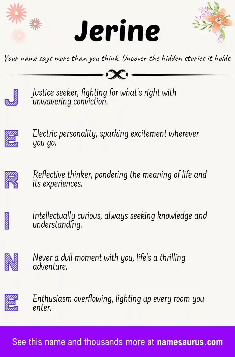 Acrostic poem about Jerine.