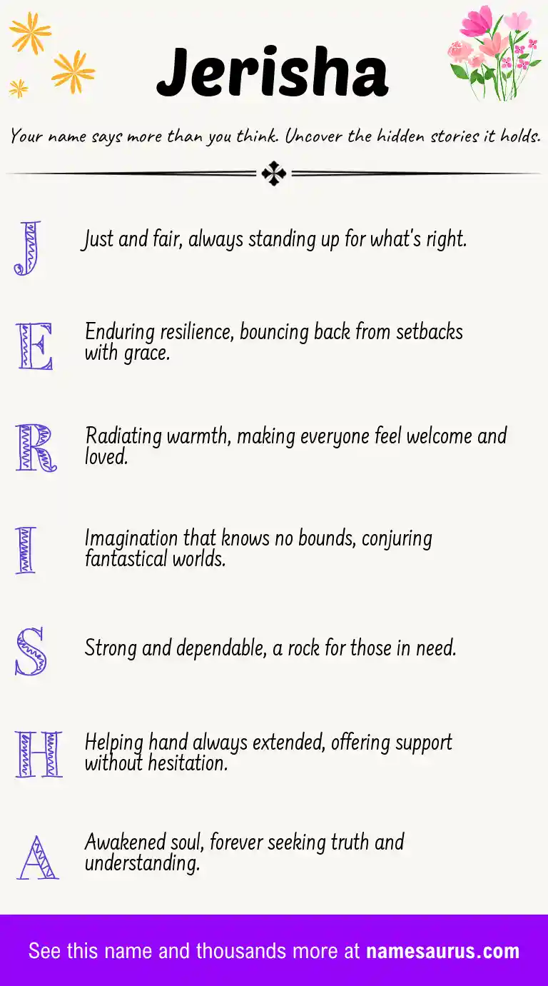Acrostic poem about Jerisha.