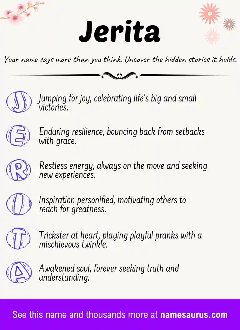 Acrostic poem about Jerita.