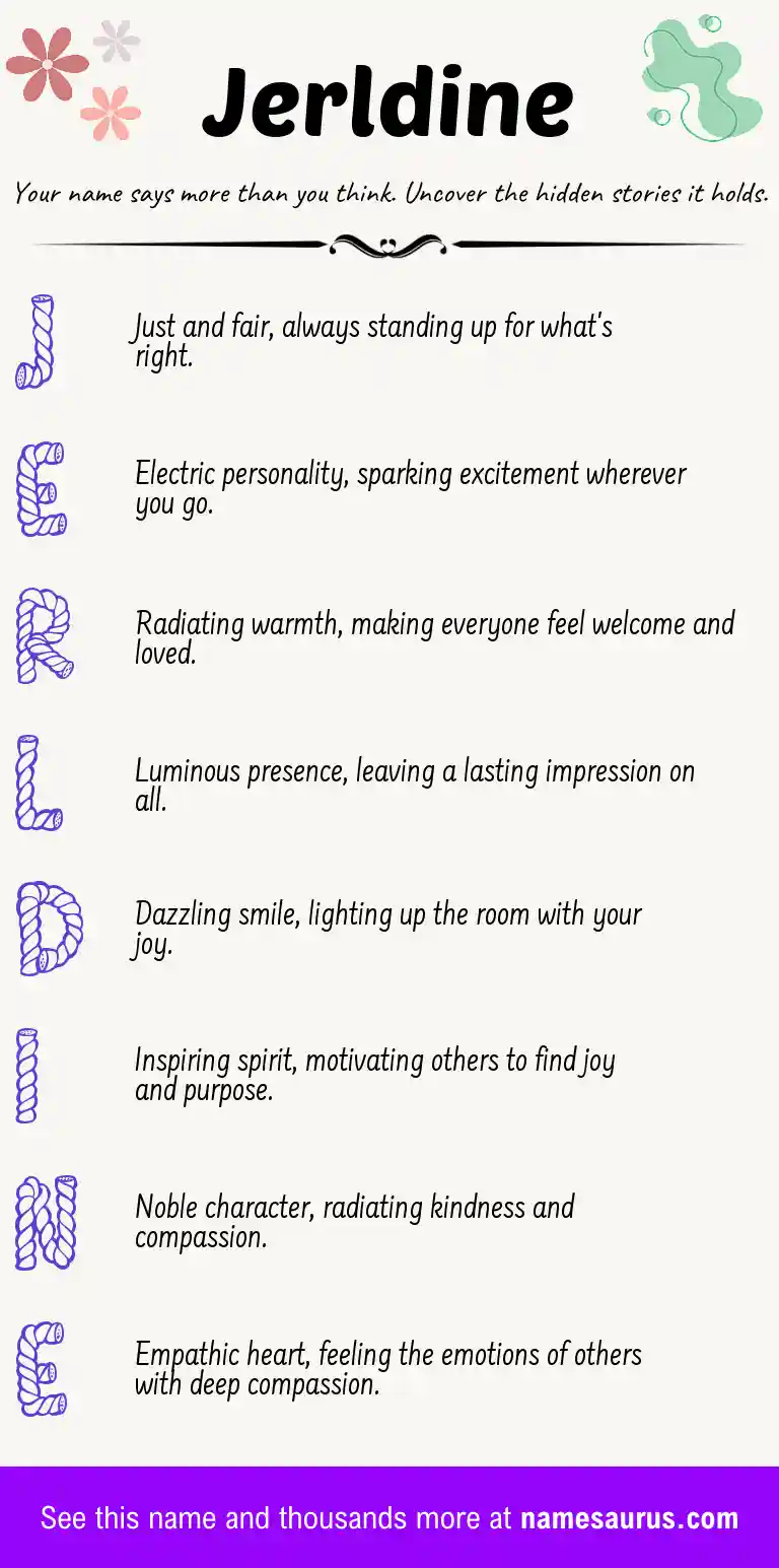 Acrostic poem about Jerldine.