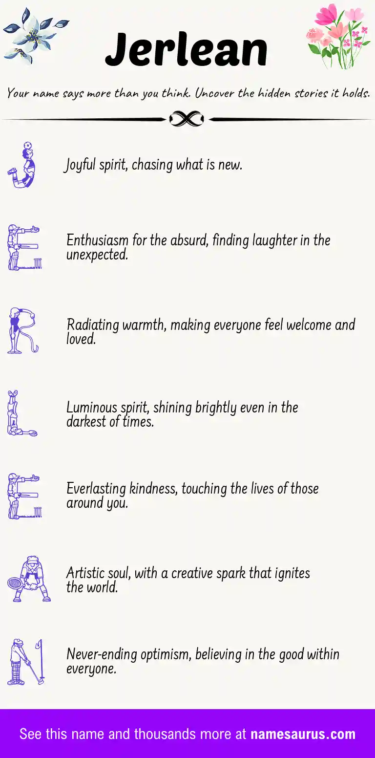 Acrostic poem about Jerlean.