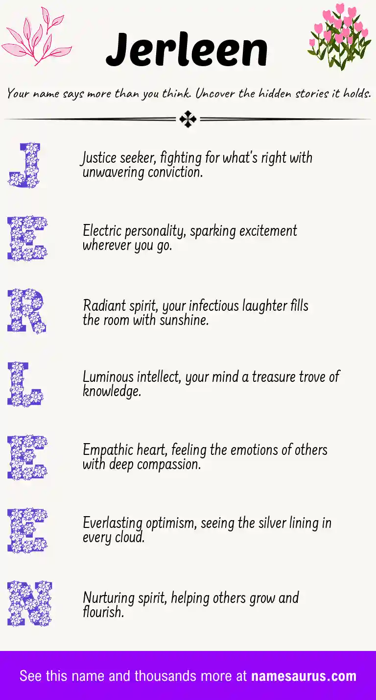 Acrostic poem about Jerleen.