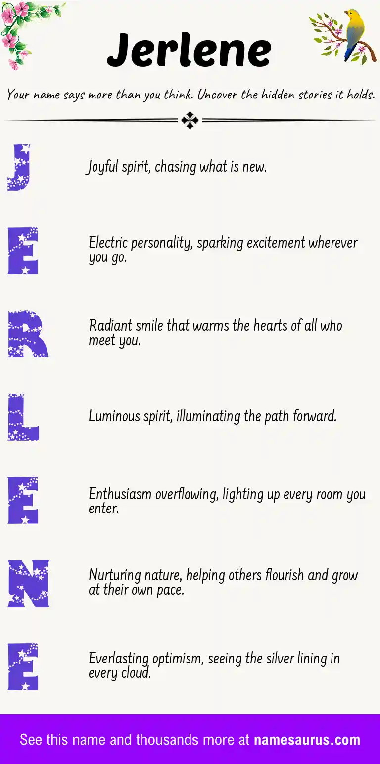 Acrostic poem about Jerlene.