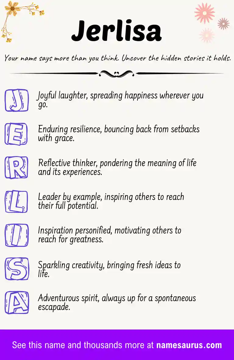 Acrostic poem about Jerlisa.