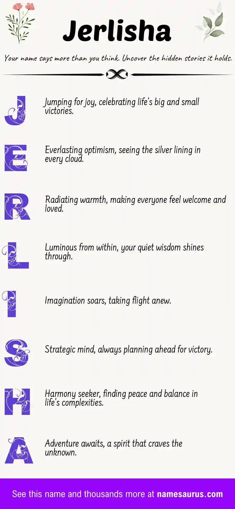 Acrostic poem about Jerlisha.