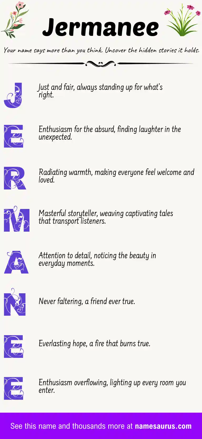 Acrostic poem about Jermanee.