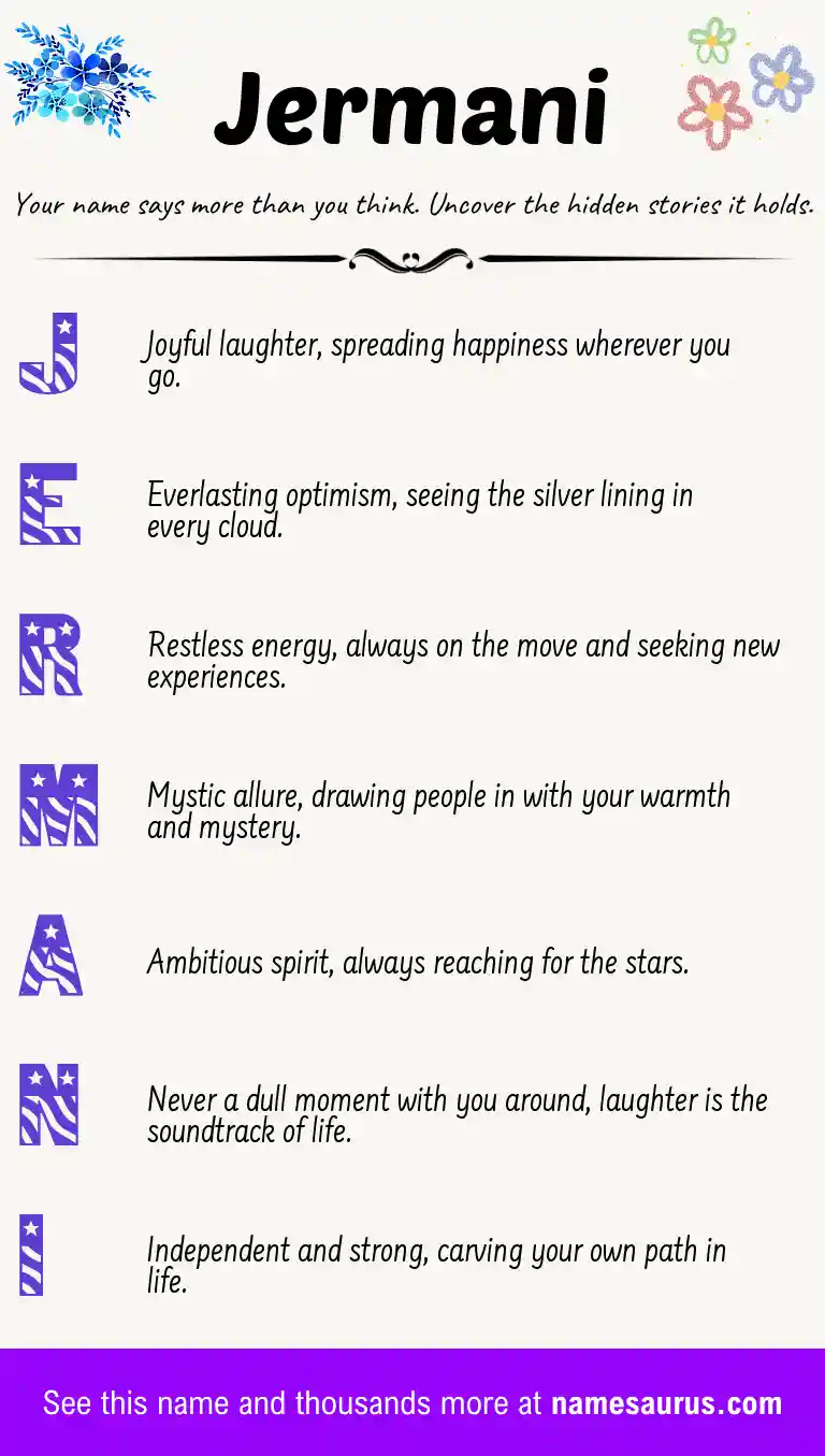 Acrostic poem about Jermani.