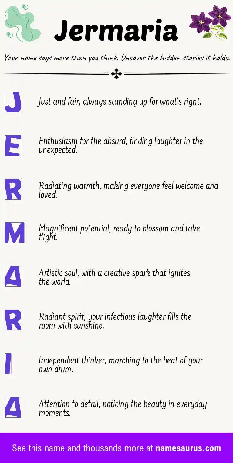 Acrostic poem about Jermaria.