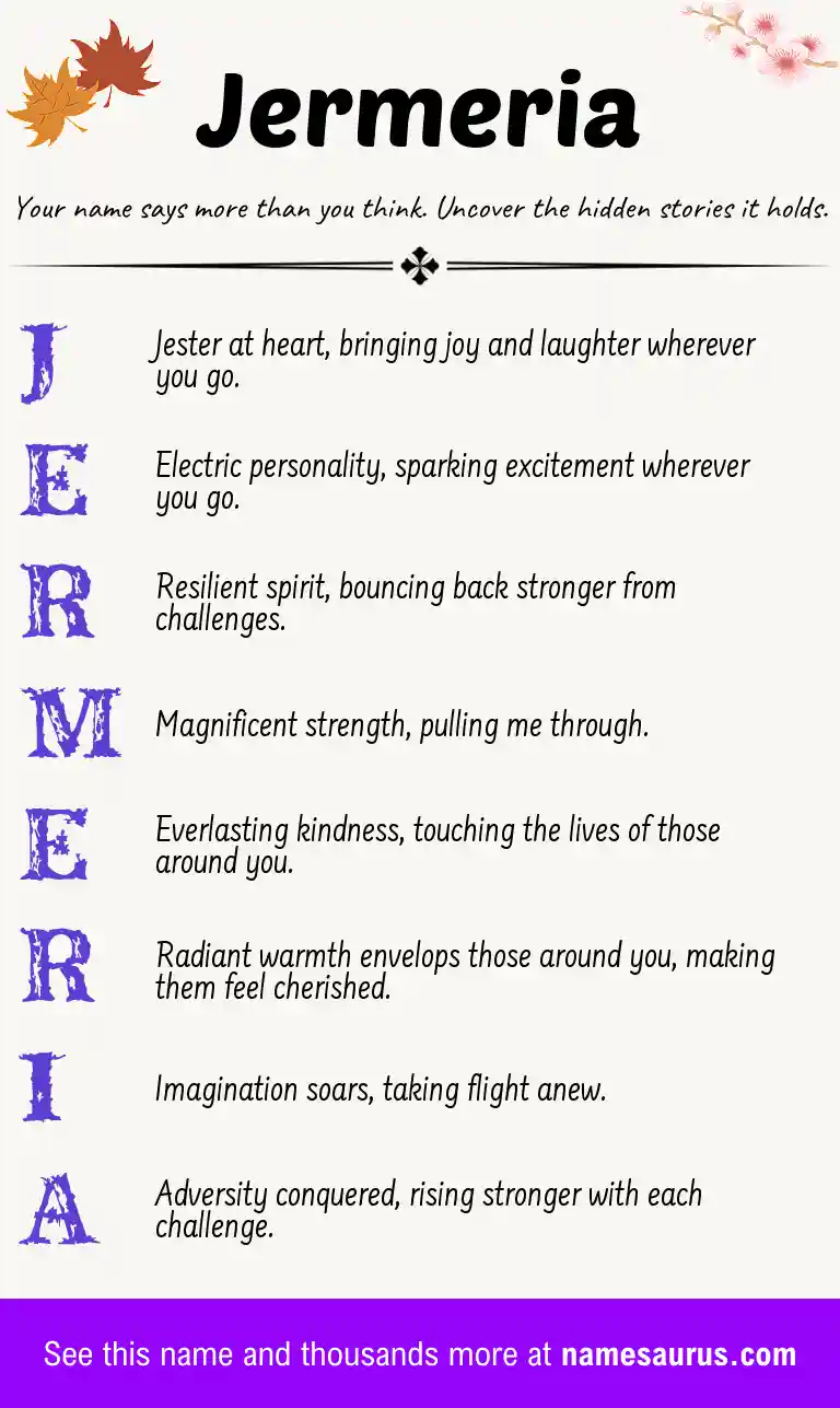 Acrostic poem about Jermeria.