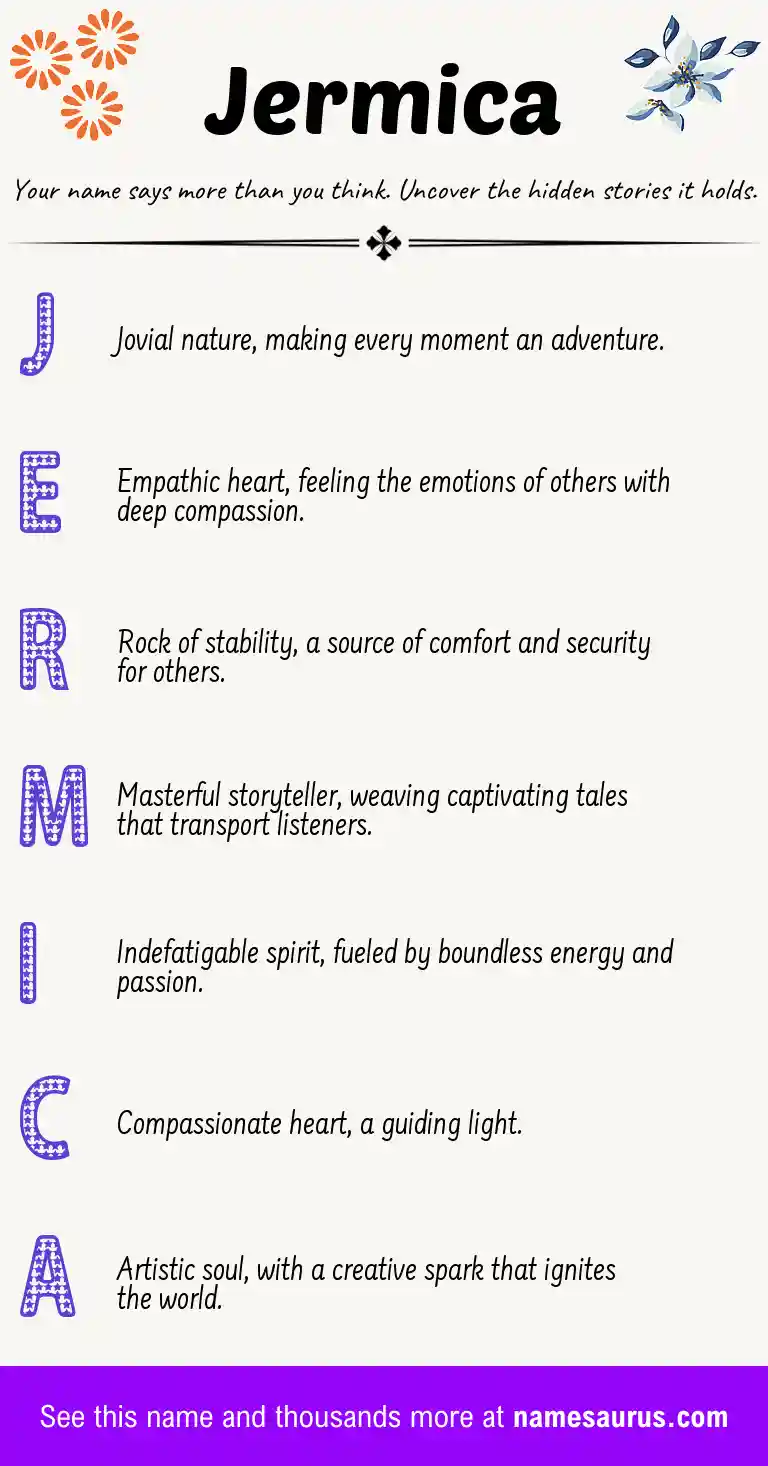Acrostic poem about Jermica.