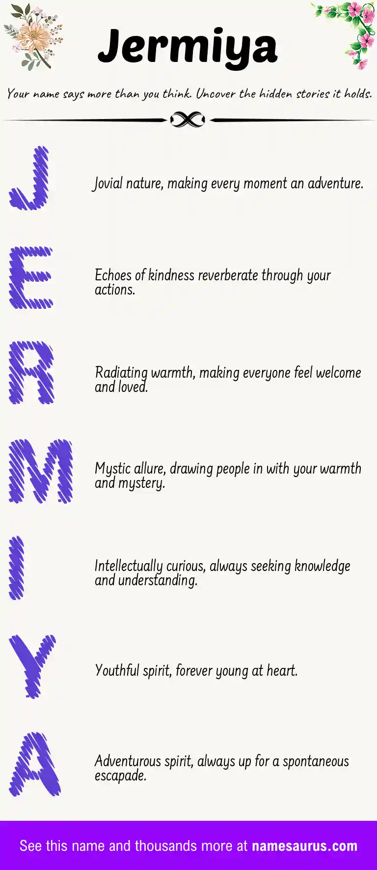 Acrostic poem about Jermiya.