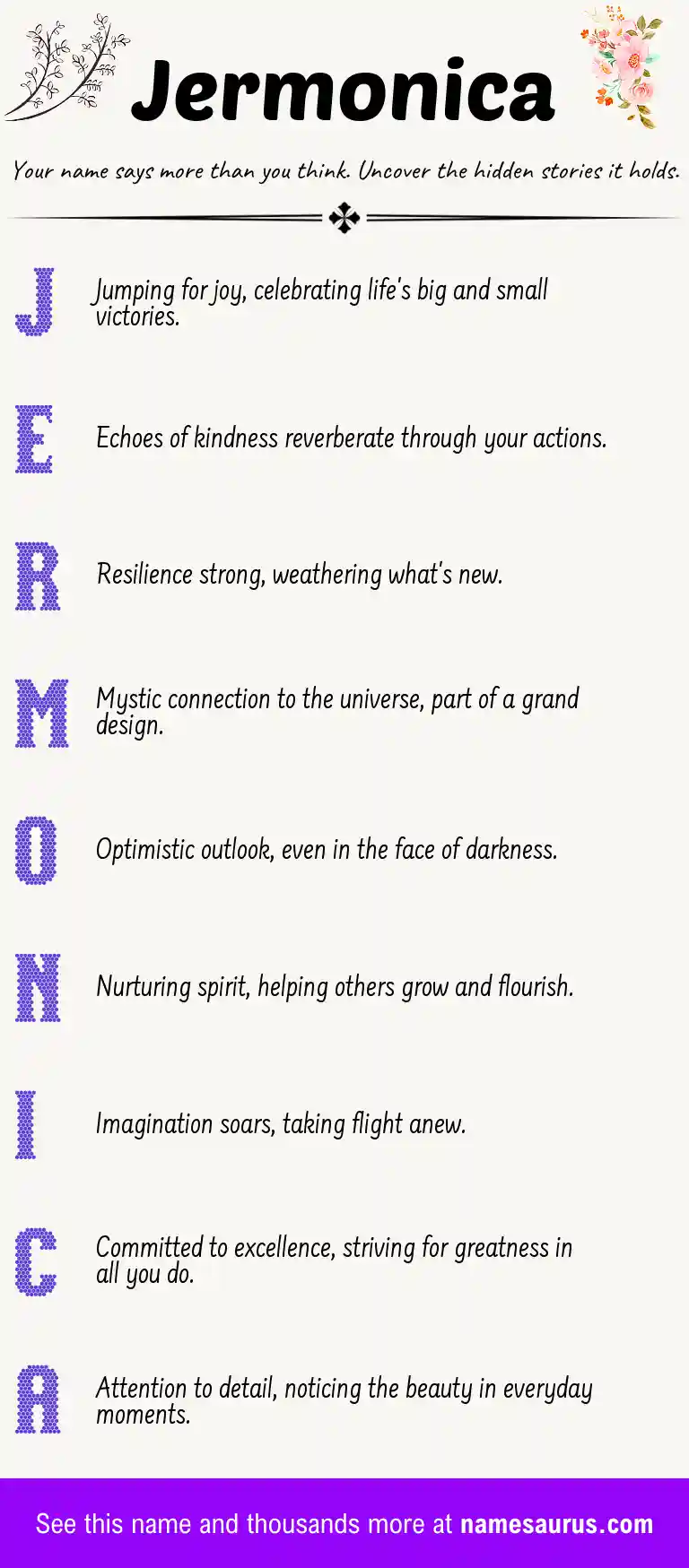 Acrostic poem about Jermonica.
