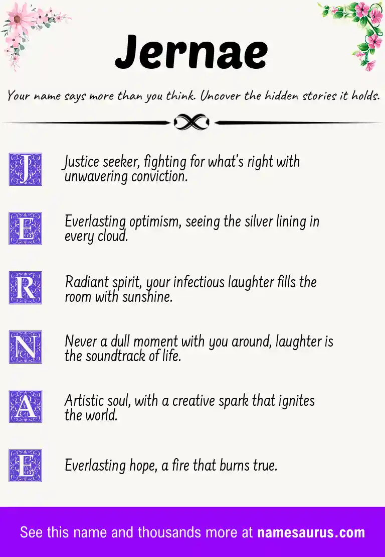 Acrostic poem about Jernae.
