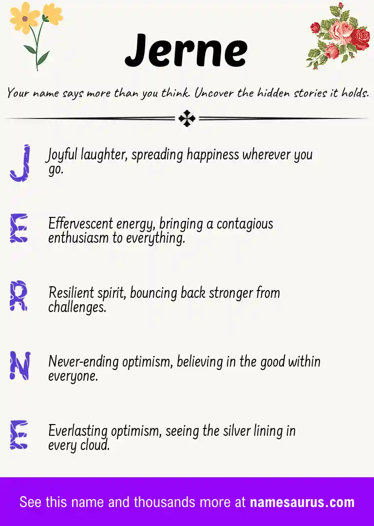 Acrostic poem about Jerne.