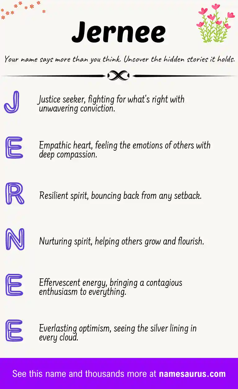 Acrostic poem about Jernee.