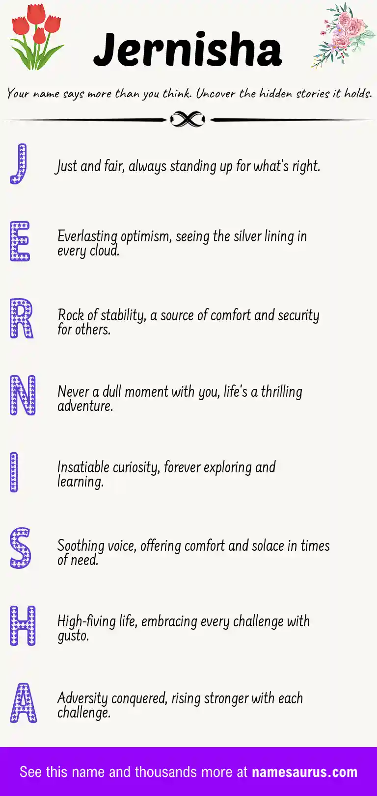Acrostic poem about Jernisha.