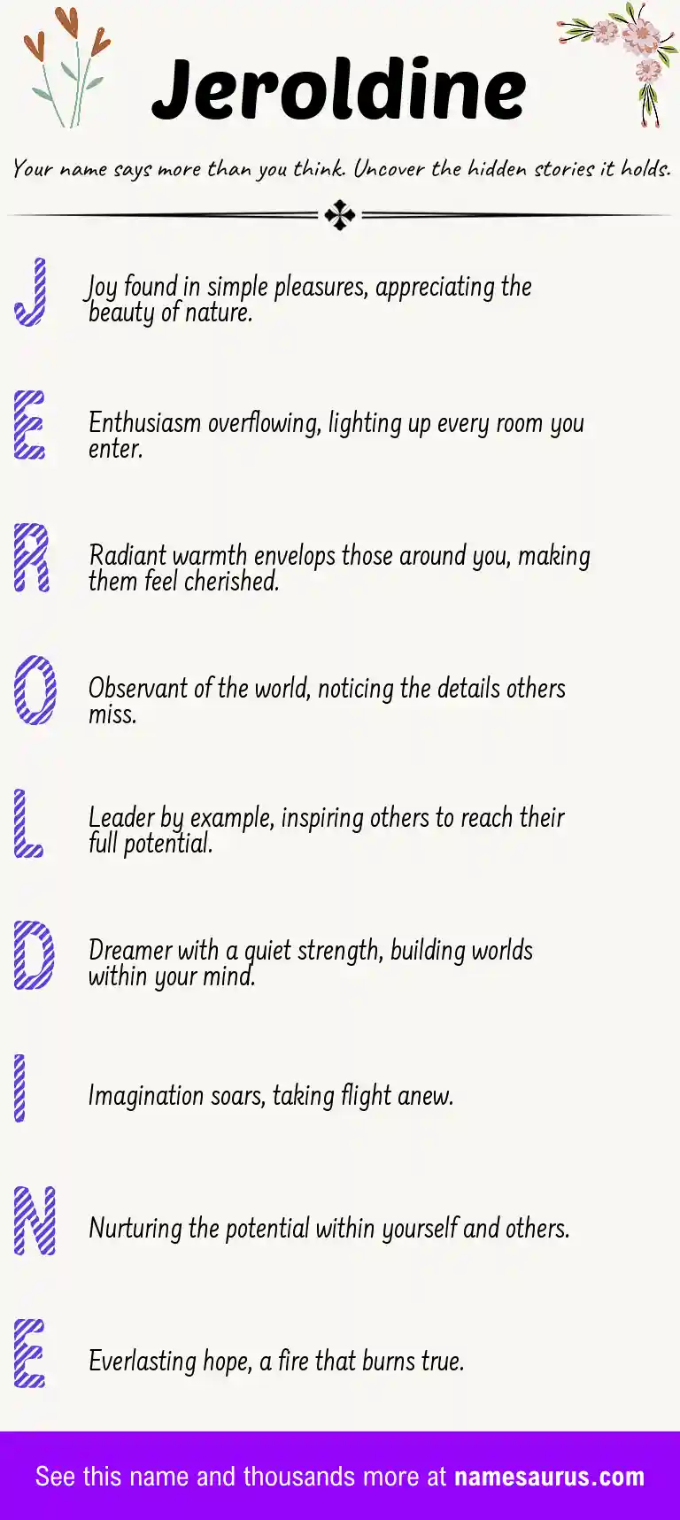 Acrostic poem about Jeroldine.