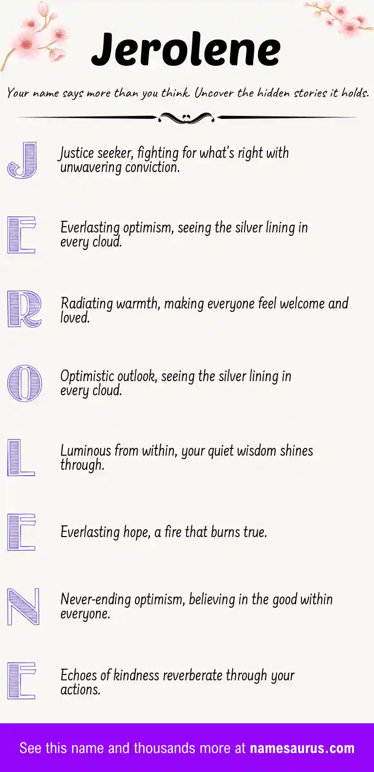 Acrostic poem about Jerolene.