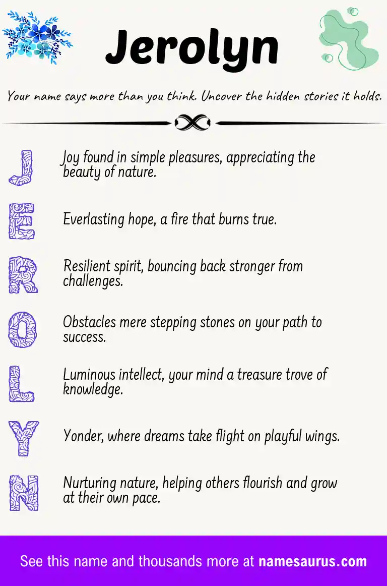 Acrostic poem about Jerolyn.
