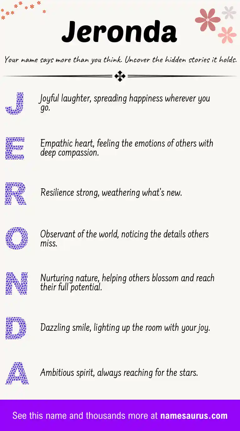Acrostic poem about Jeronda.