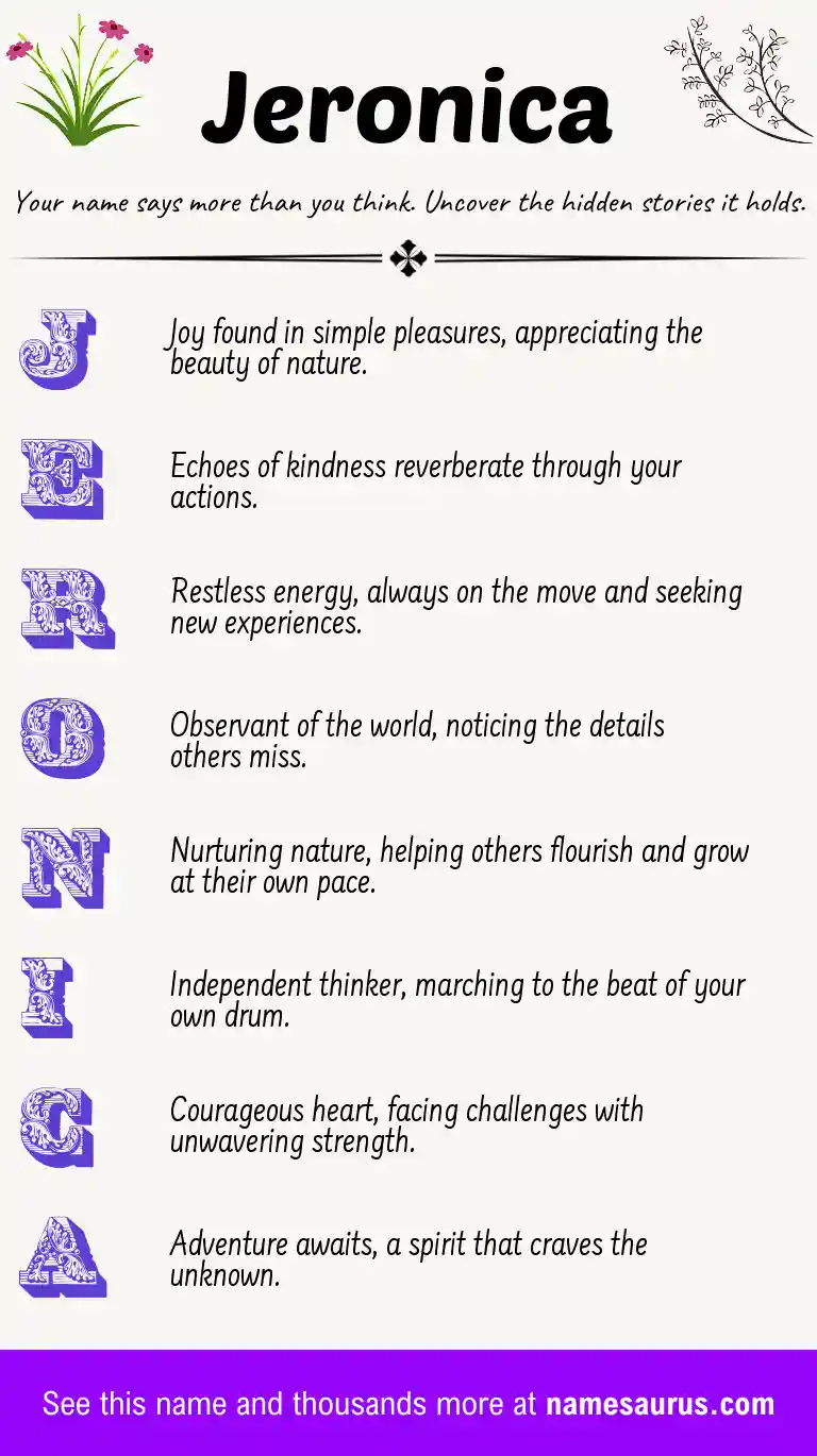 Acrostic poem about Jeronica.