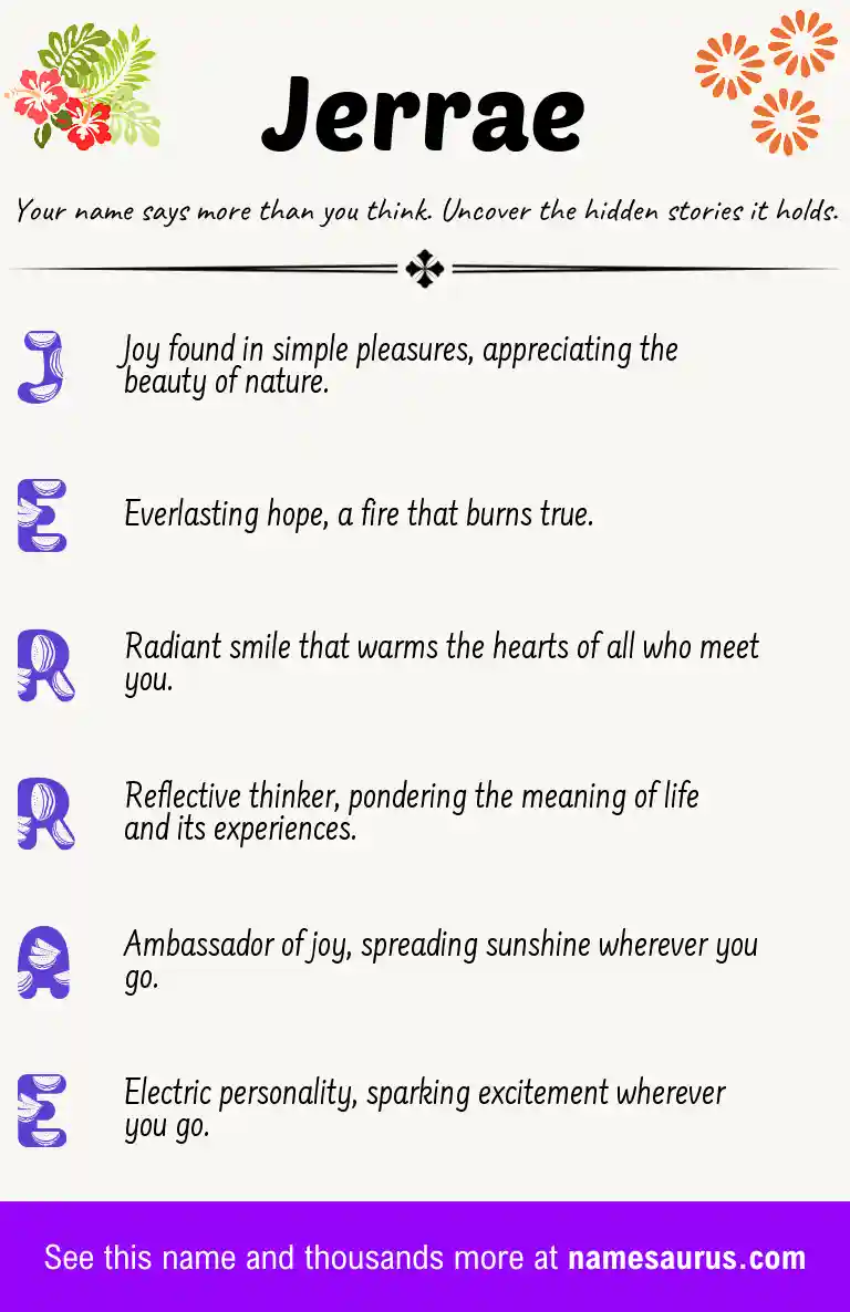 Acrostic poem about Jerrae.