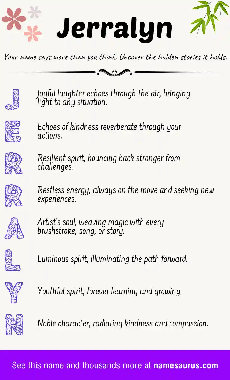 Acrostic poem about Jerralyn.