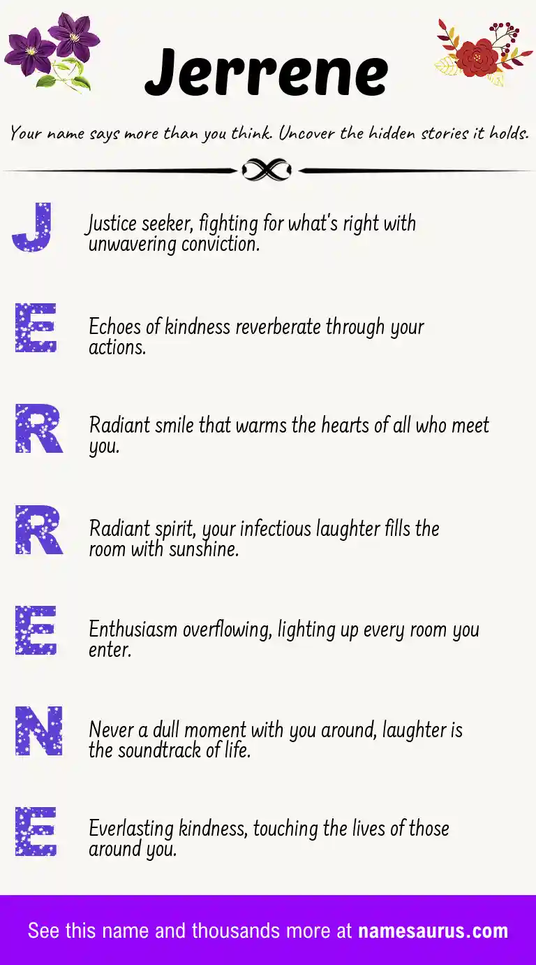 Acrostic poem about Jerrene.