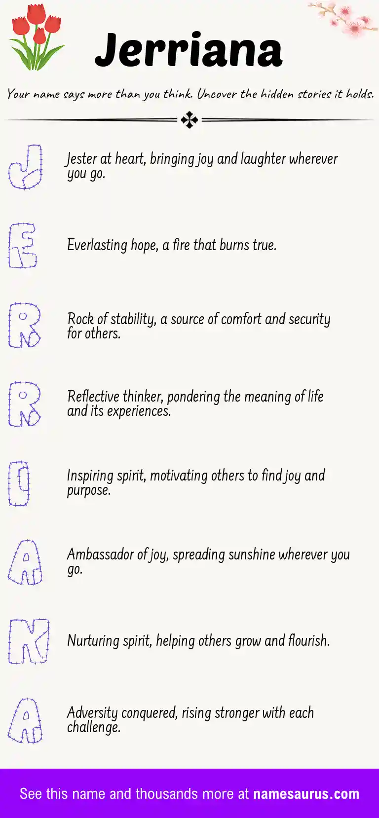 Acrostic poem about Jerriana.