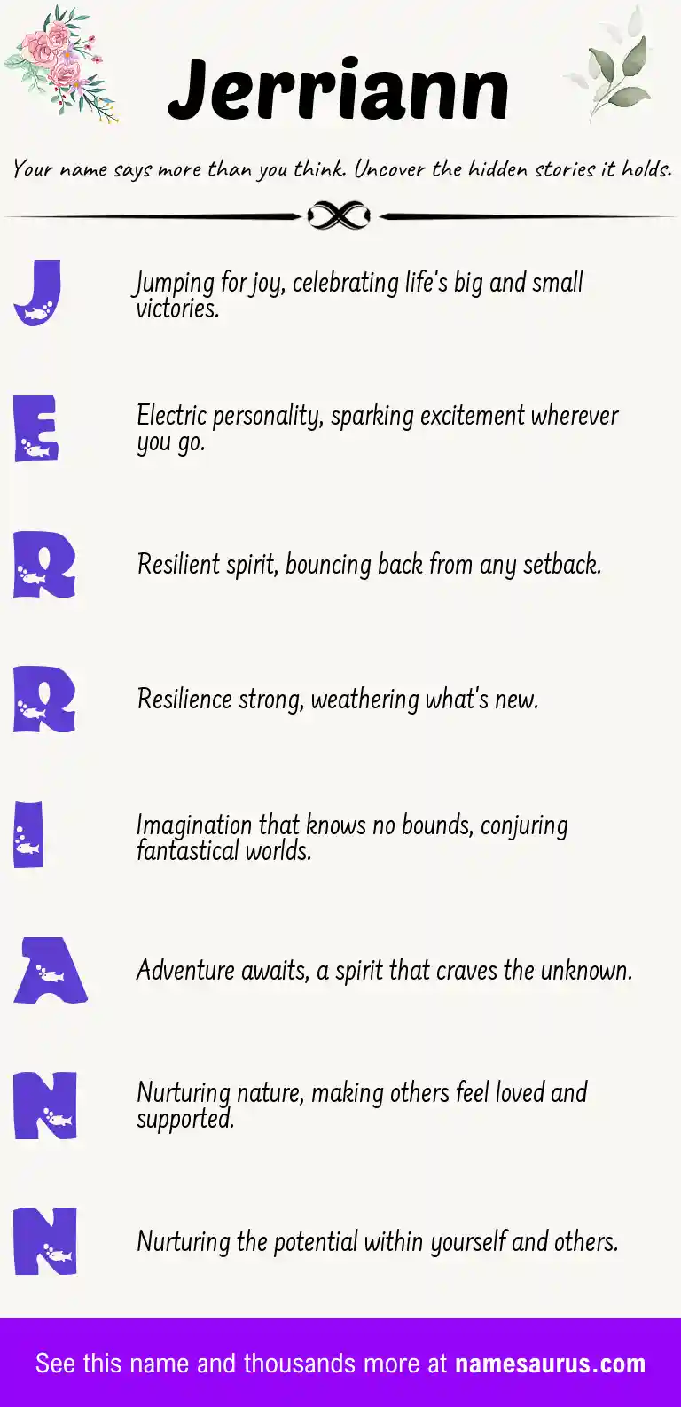 Acrostic poem about Jerriann.