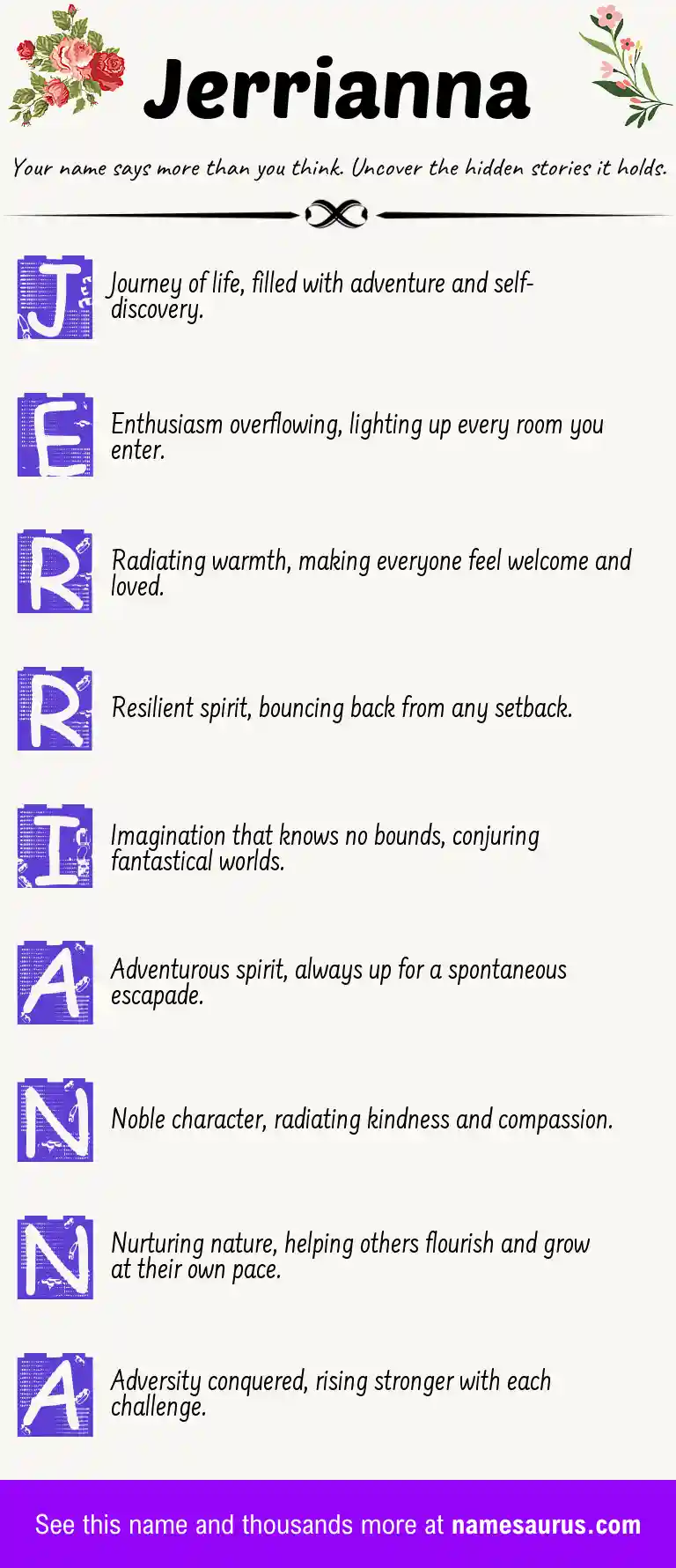 Acrostic poem about Jerrianna.