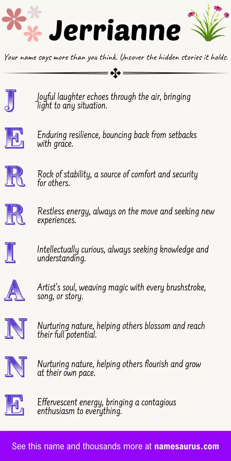 Acrostic poem about Jerrianne.