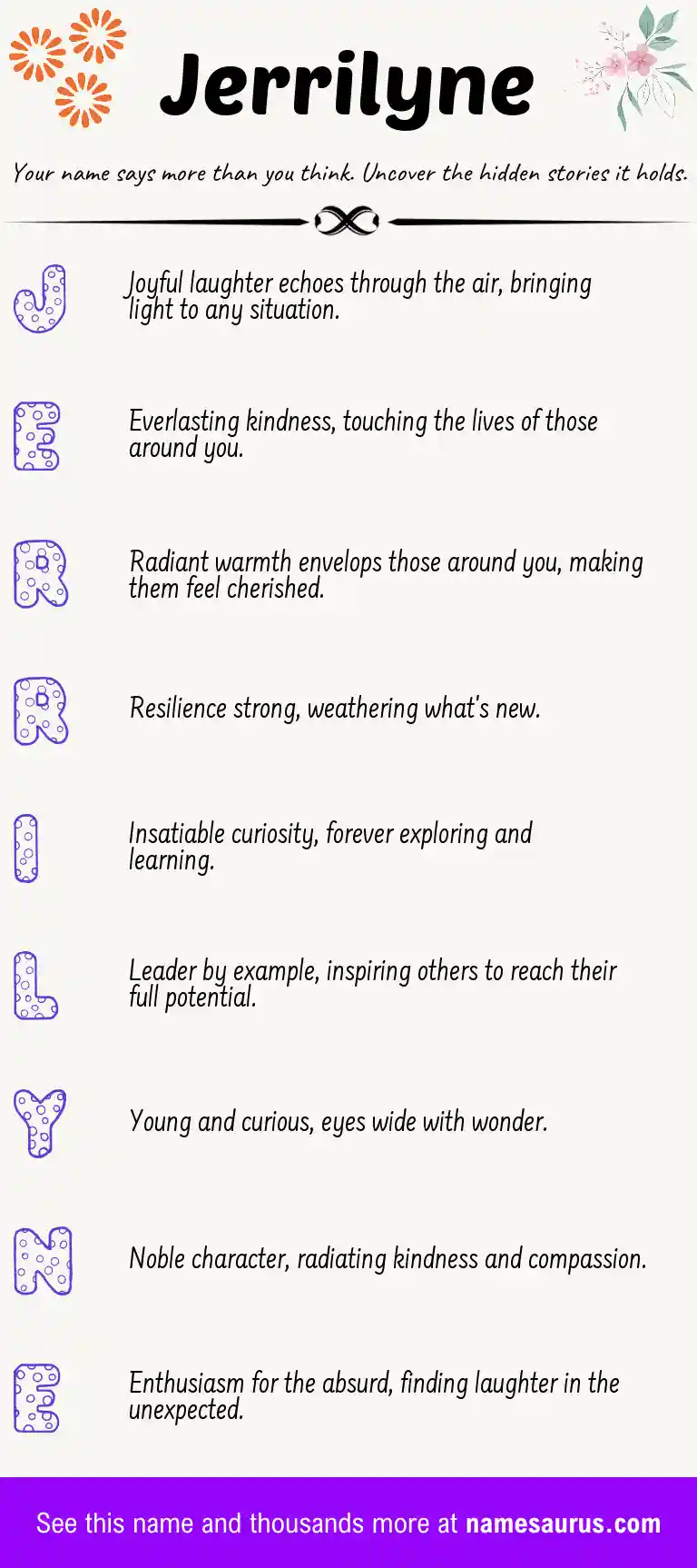 Acrostic poem about Jerrilyne.
