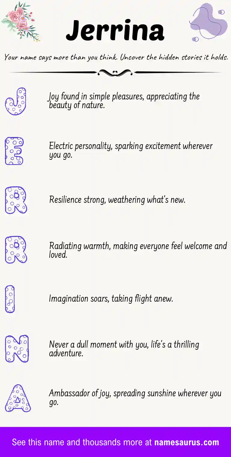 Acrostic poem about Jerrina.