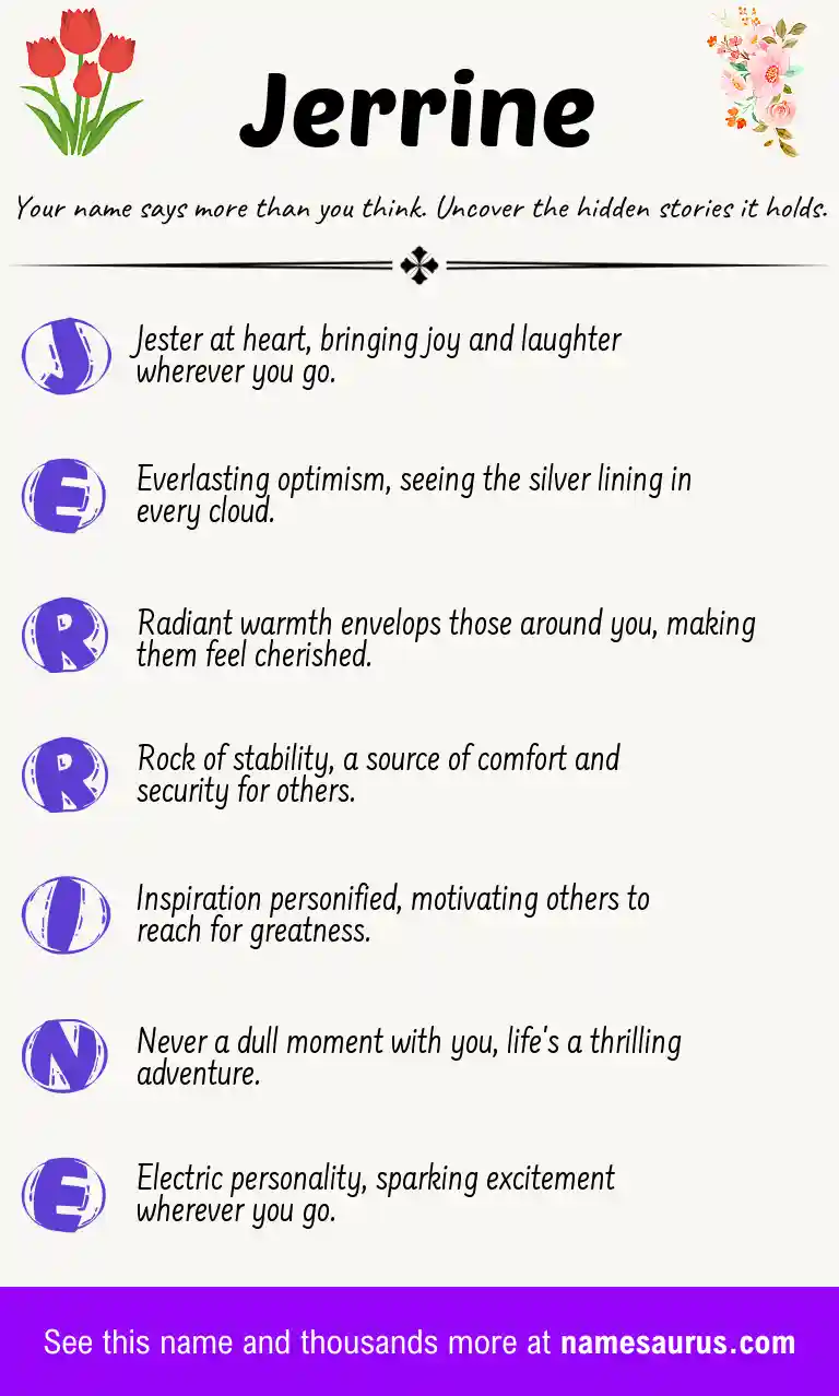 Acrostic poem about Jerrine.