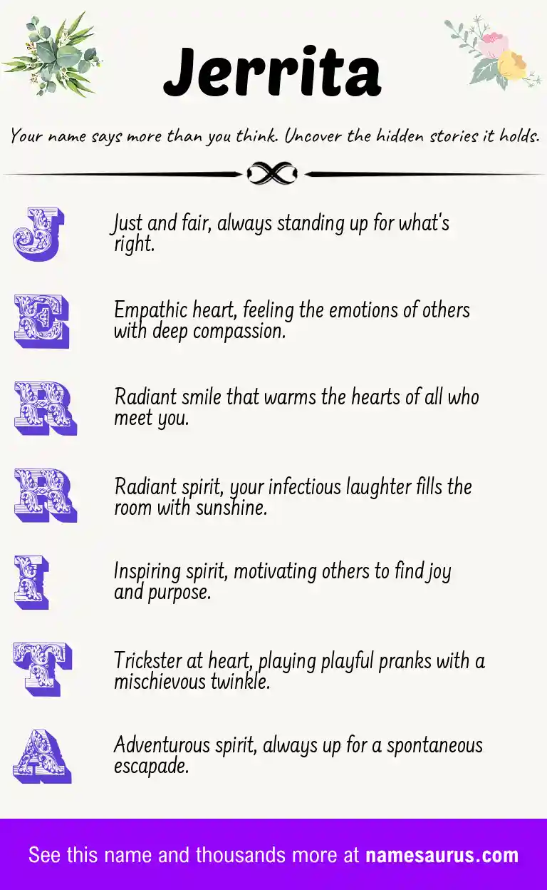 Acrostic poem about Jerrita.