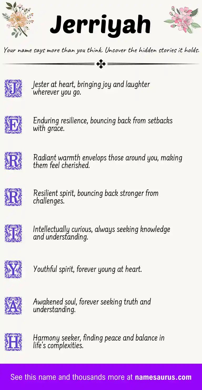 Acrostic poem about Jerriyah.