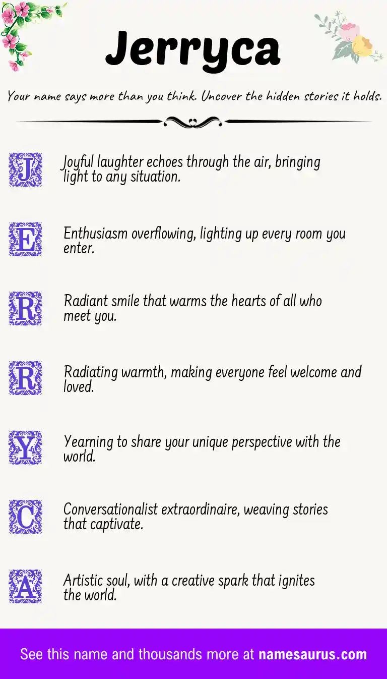 Acrostic poem about Jerryca.