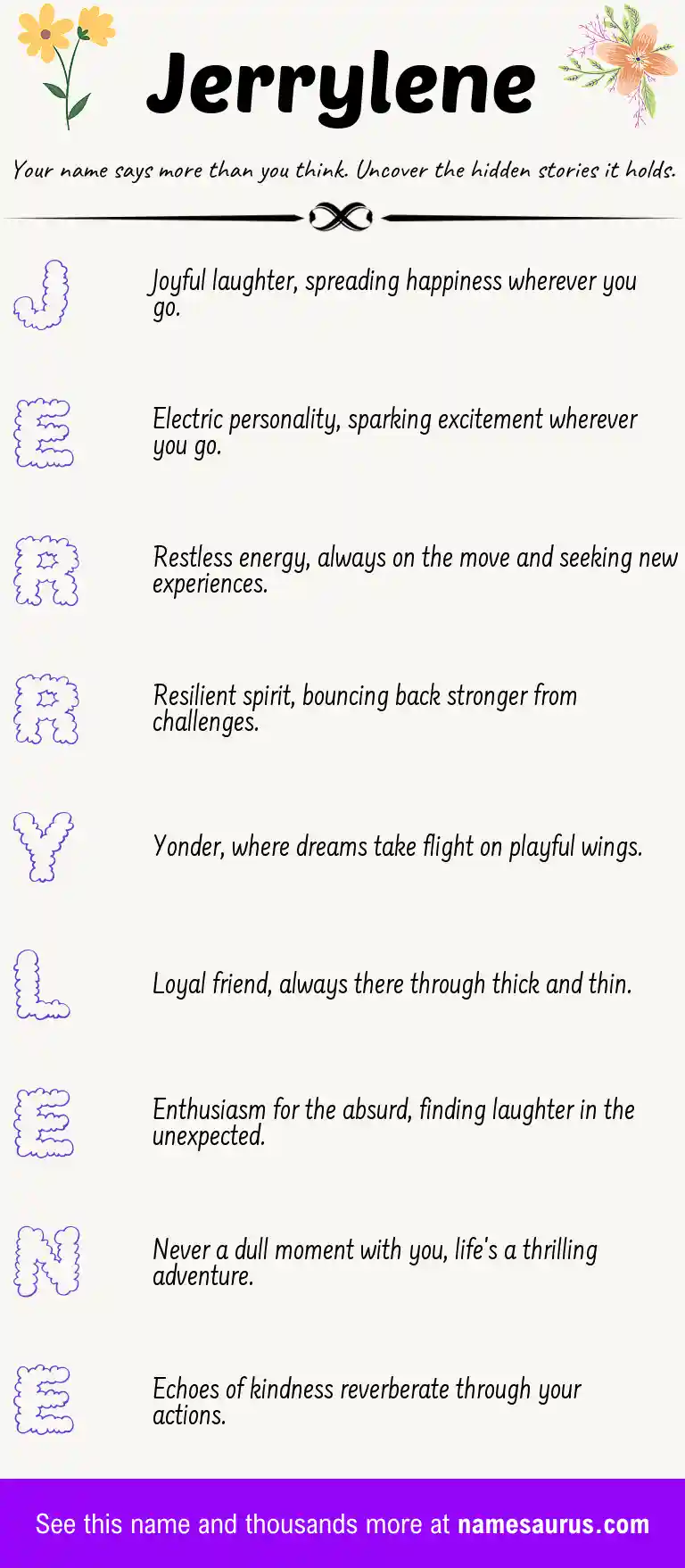 Acrostic poem about Jerrylene.