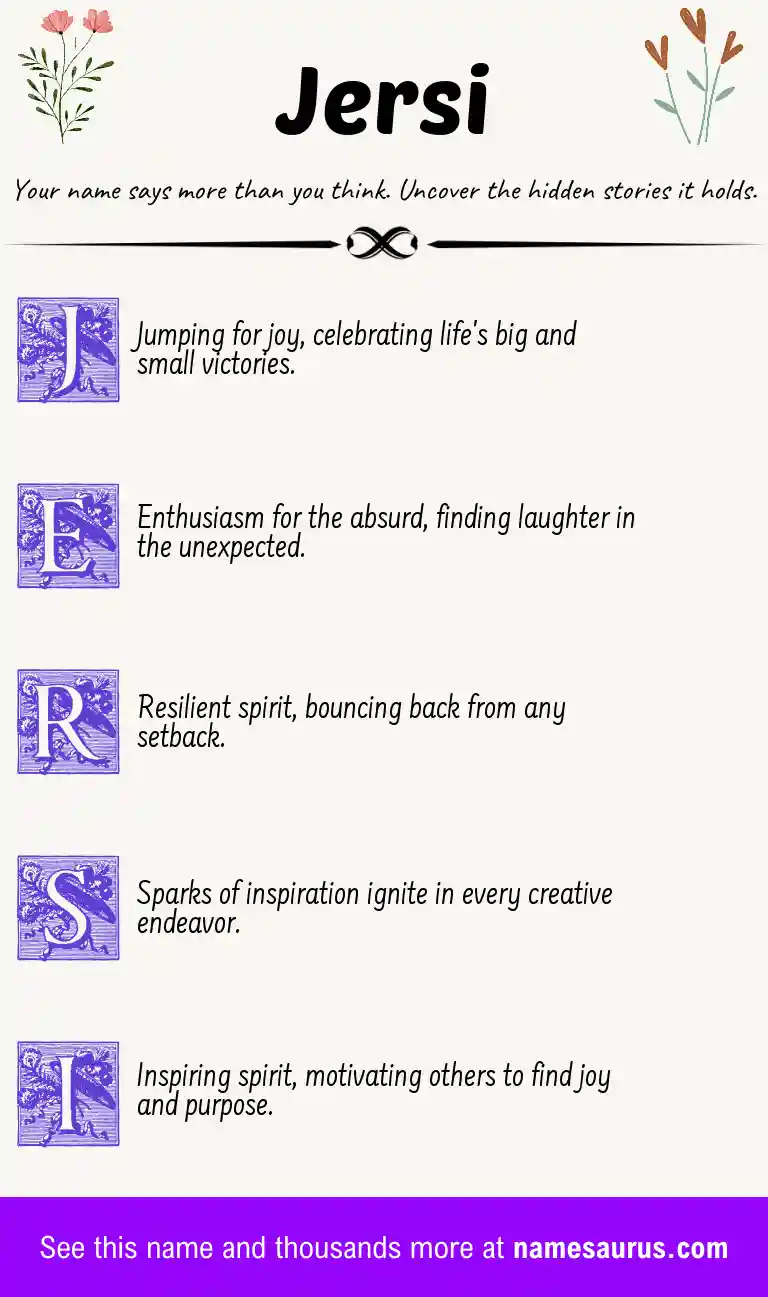 Acrostic poem about Jersi.