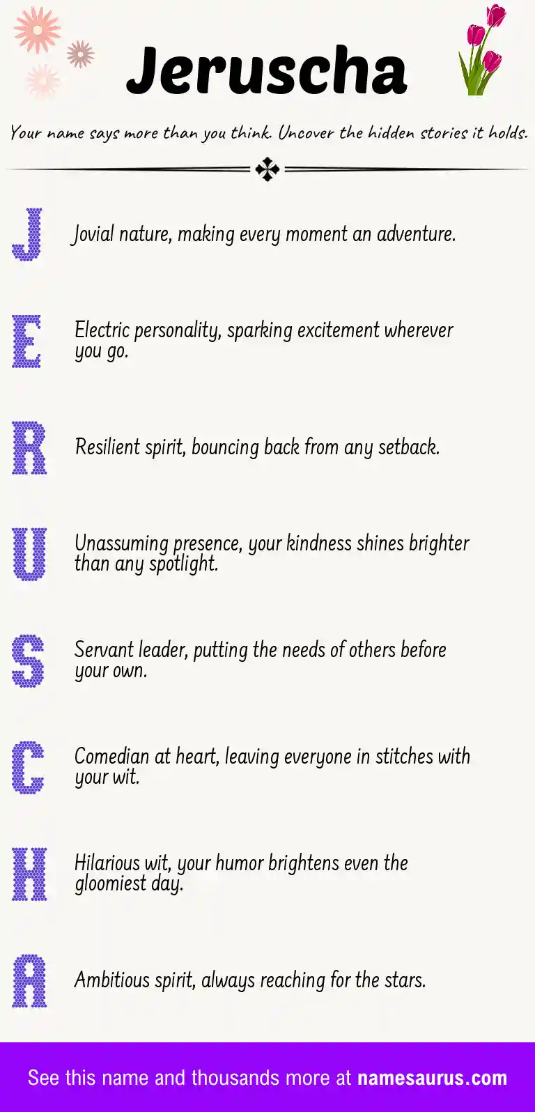 Acrostic poem about Jeruscha.