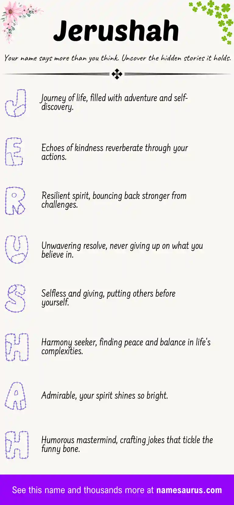 Acrostic poem about Jerushah.