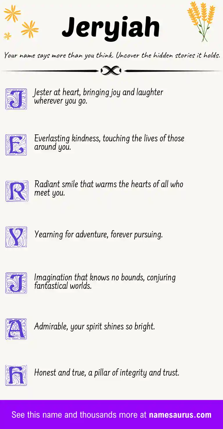 Acrostic poem about Jeryiah.