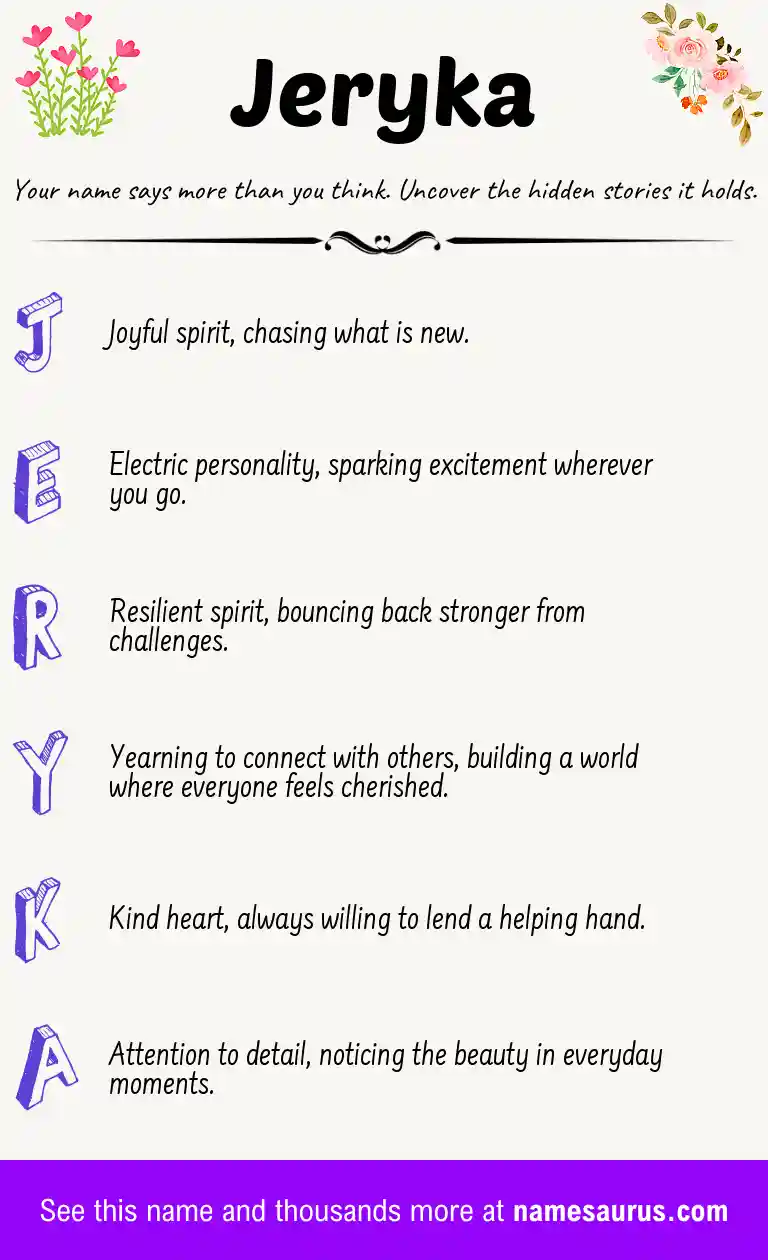 Acrostic poem about Jeryka.